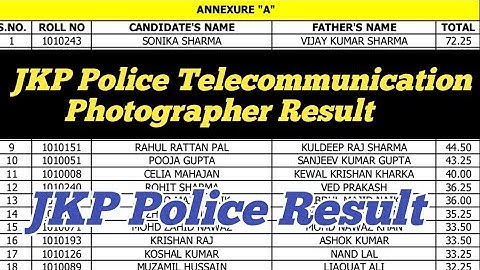 JKP Police Telecommunication Result ll JKP Police Photographer Result ll JKP Police Result 