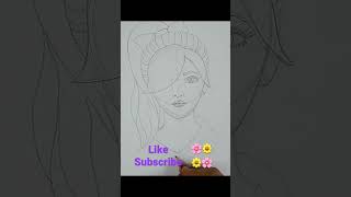 رسم وجه بنت سهل بتسريحة شعر جميلة shorts