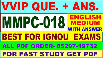 MMPC 018 important questions with answer | mmpc 018 Previous Year Question Paper