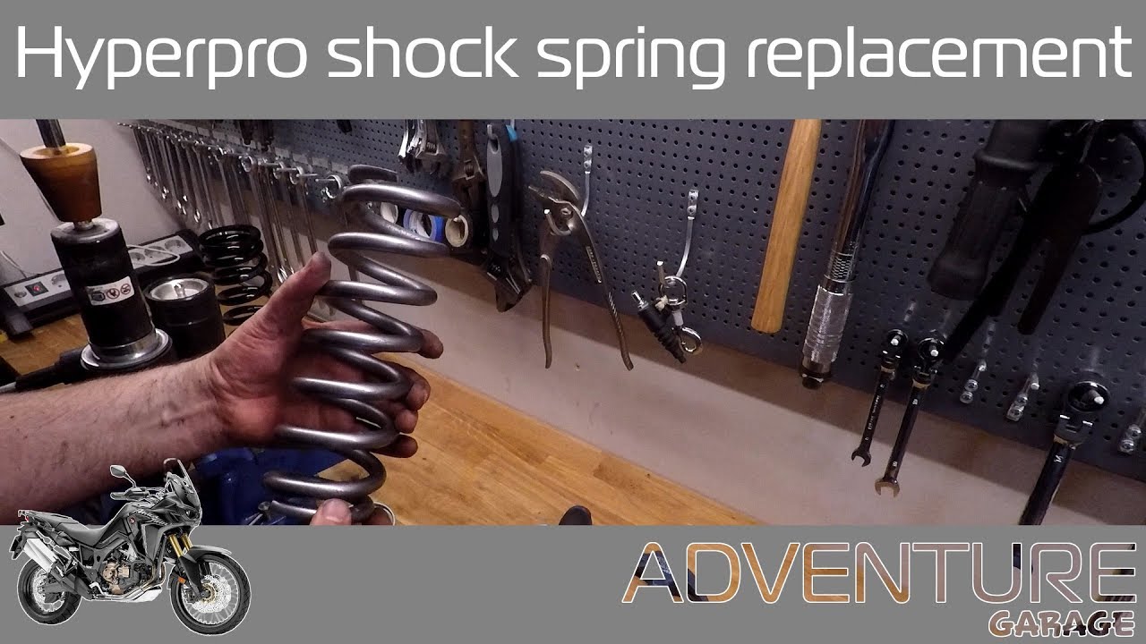 Africa Twin Hyperpro shock spring replacement - YouTube