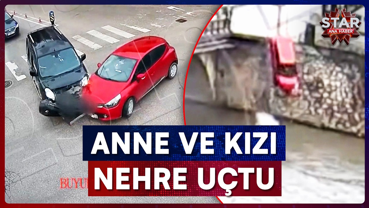 Kavşakta Kaza Yapan Otomobil Nehre Uçtu, Ters Dönen Araç Suda 50 Metre Sürüklendi! | Star Ana Haber