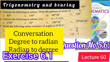 Class 9th Math Exercise 6.1 | Angle Conversions | Degrees to Radians & D°M