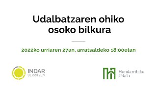 2022/10/27 18:00 - Udalbatzaren ohiko osoko bilkura