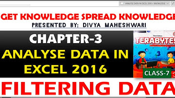 TERABYTES COMPUTER CLASS-7 PART-2 CH-3 ANALYSE DATA IN EXCEL 2016@Get Knowledge Spread Knowledge
