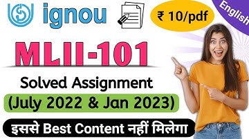 MLII-101 solved assignment 2022-23 || Ignou Mlii 101 solved assignment january 2023 session || MLIS