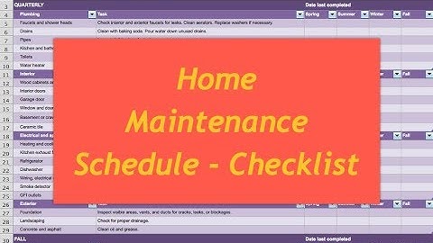 Home Maintenance Schedule - Checklist