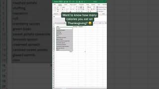 Excel Function - Calculate how many calories you eat