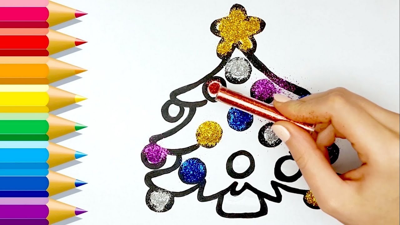 10 DIBUJOS DE NAVIDAD con Brillantina para Niños Glitter Christmas Drawings  for Kids Toddlers - thptnganamst.edu.vn