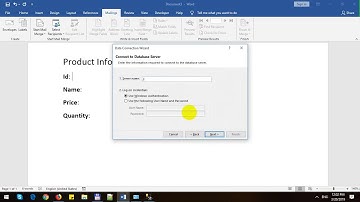 Import Data into Word 2019 from SQL Server Database