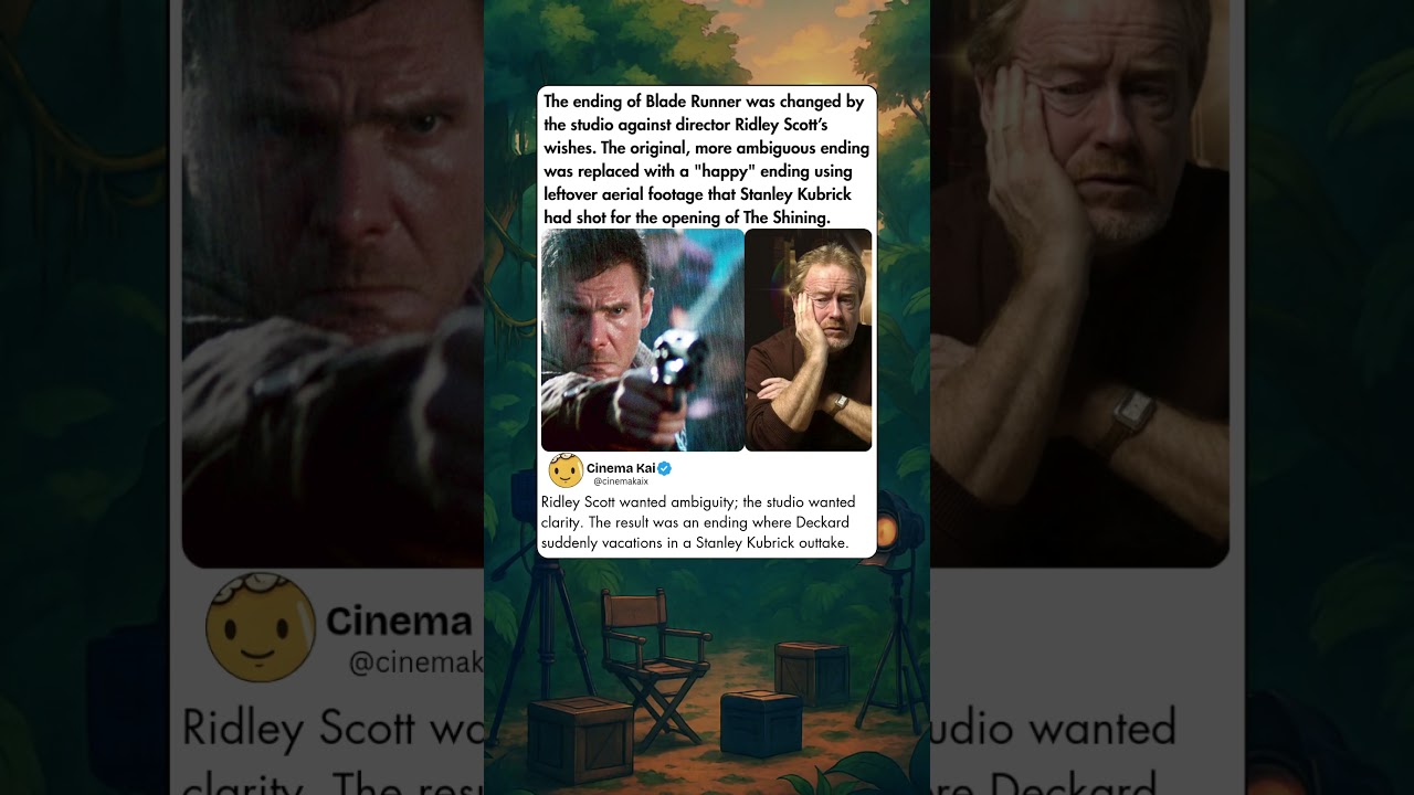 The ending of Blade Runner was changed by the studio against director Ridley Scott’s wishes  The ori