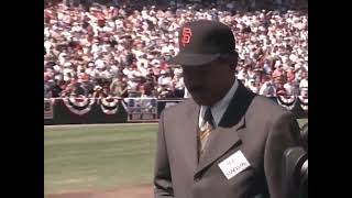 1999-09-30 Dodgers at Giants - Marichal throws first pitch at Candlestick