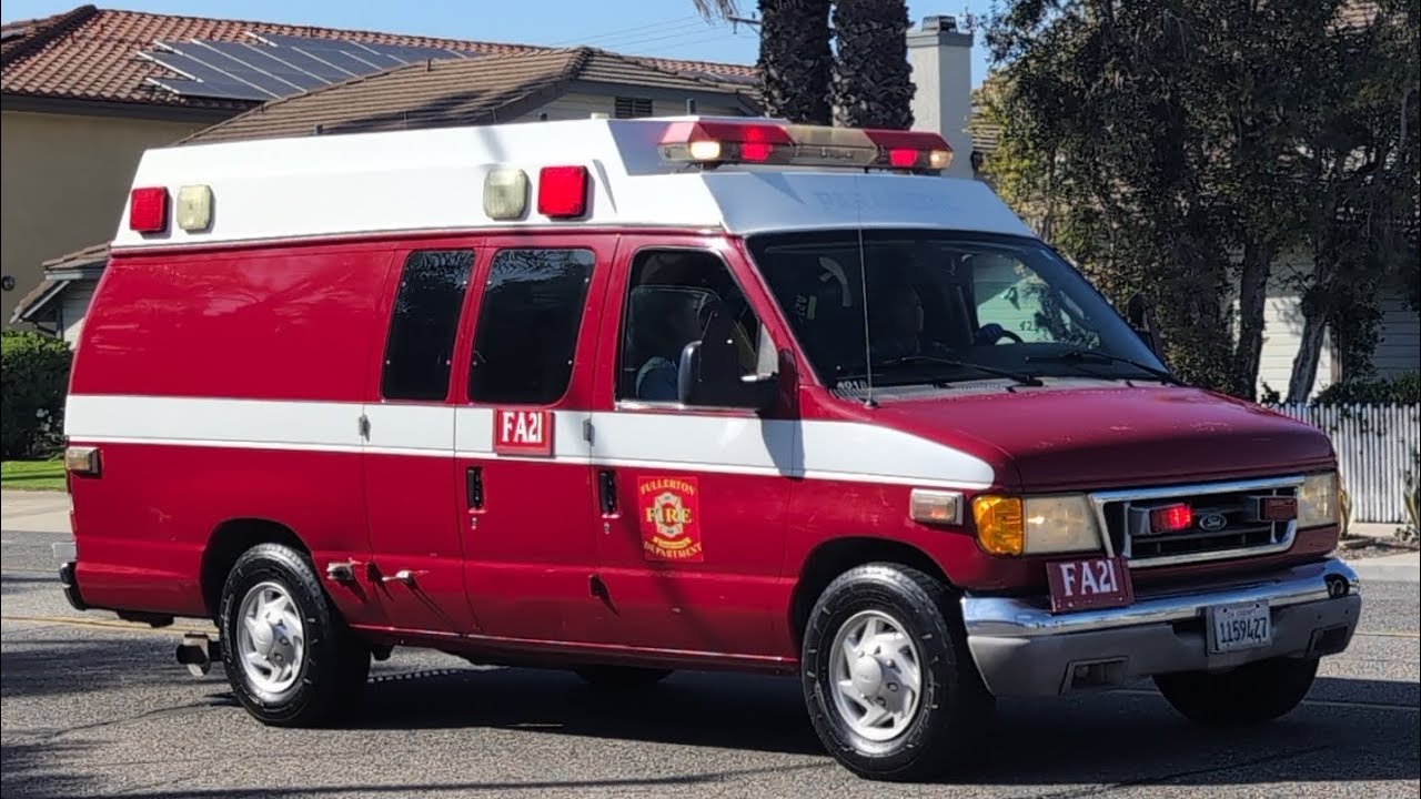 Fullerton Engine 1 & Reserve Ambulance 21 responding to a Medical Aid 