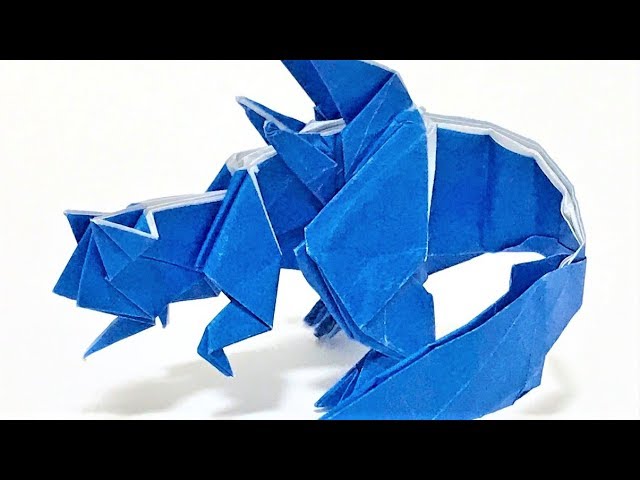 折り紙でモンハンの「ディノバルド」を折ってみた Origami Monster Hunter Glavenus