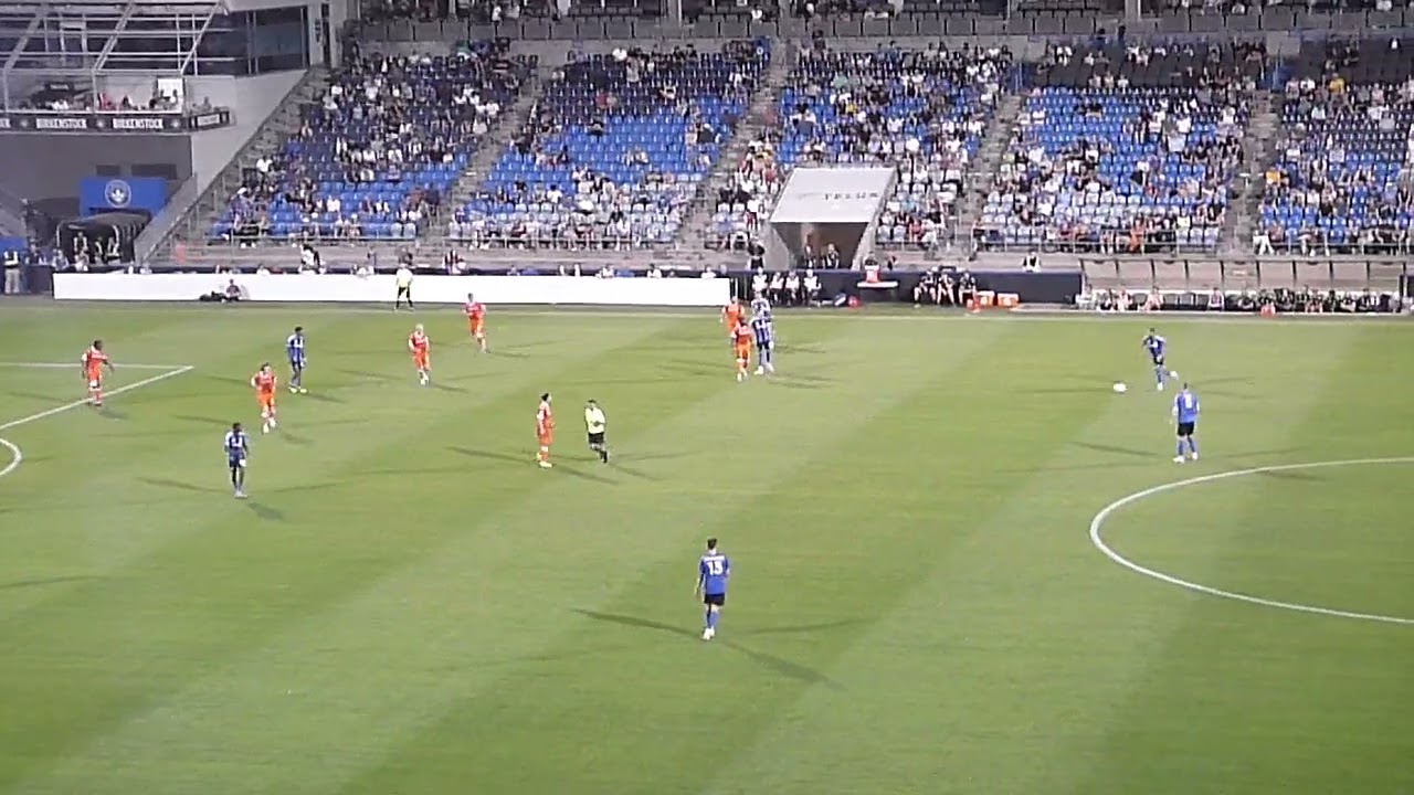 Dante Sealy of CF Montreal (Impact) just misses the net vs. Forge FC 7/9/25