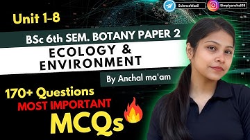 BSc 6th semester botany paper 2 mcqs in Hindi & English|Ecology and Environment 🔥💯