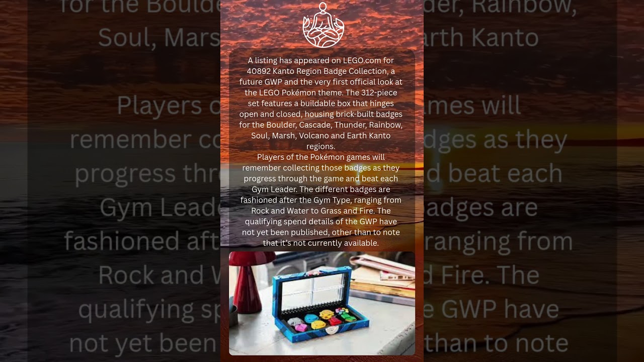 LEGO Pokémon 40892 Kanto Region Badge Collection GWP revealed