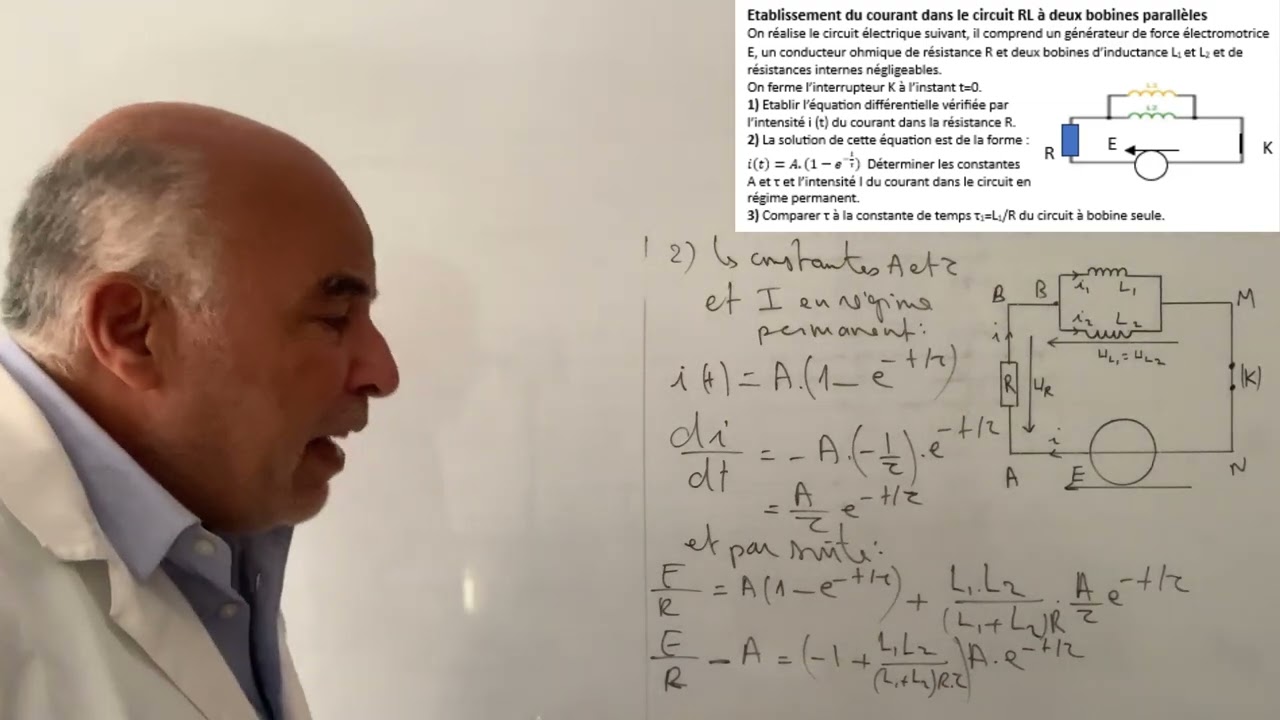 Etablissement du courant dans le circuit RL à deux bobines parallèles