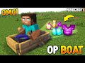 Minecraft but boat gives op loot