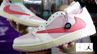 (廣東話+字幕)[HBX, I.T., Nike.com有得抽, 祝大家好運！] Travis Scott x Air Jordan 1 Low "Tropical Pink" 開箱 Sizing