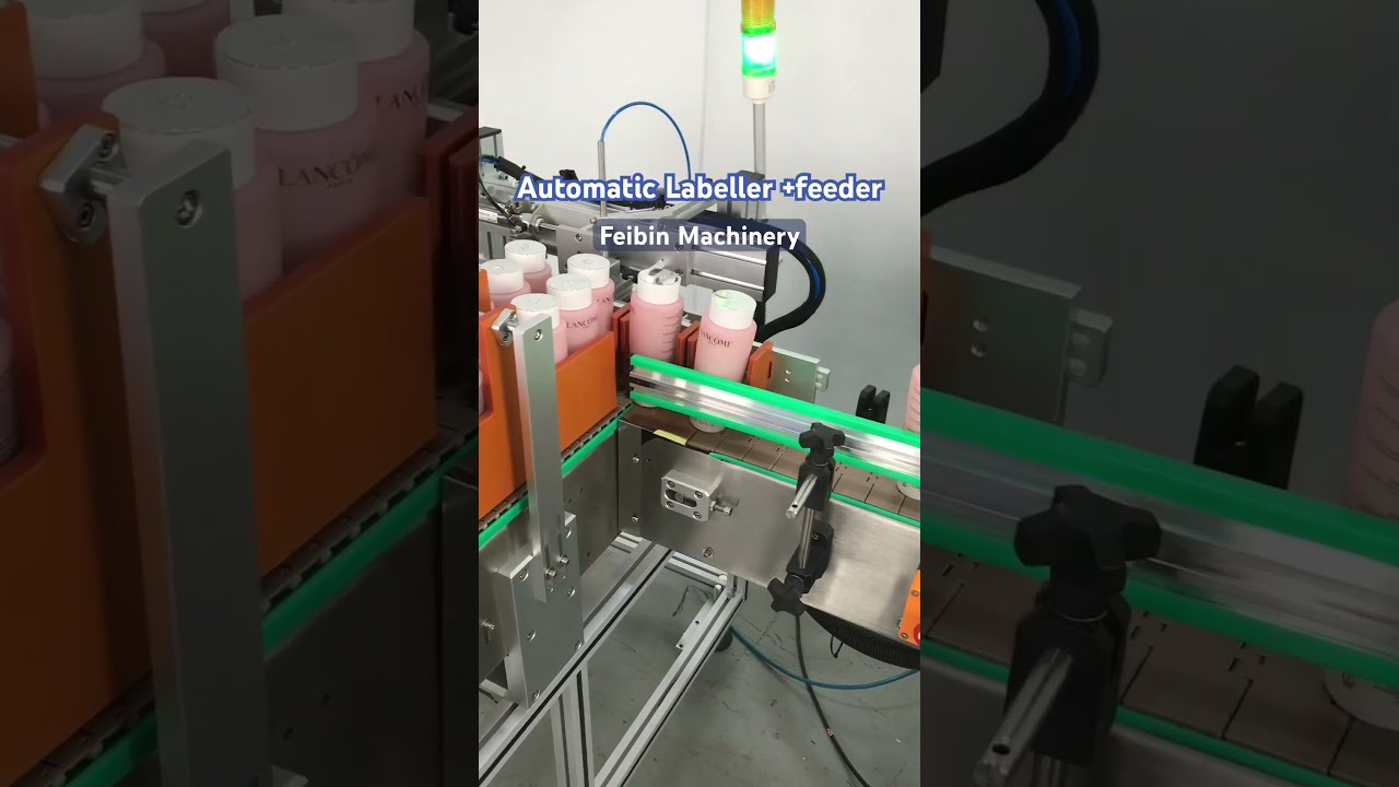 Automatic bottle labeling machine with feeder 