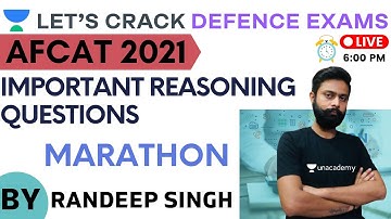 Important Reasoning Questions | Marathon | Target CDS/CAPF/AFCAT/NDA 2021-2022 | Randeep Singh