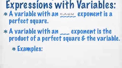 Chapter 10 Section 2 Part 1 - Simplifying Radical Expressions(Alg1)