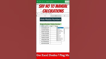 Hide Middle Numbers in Excel #exceltips