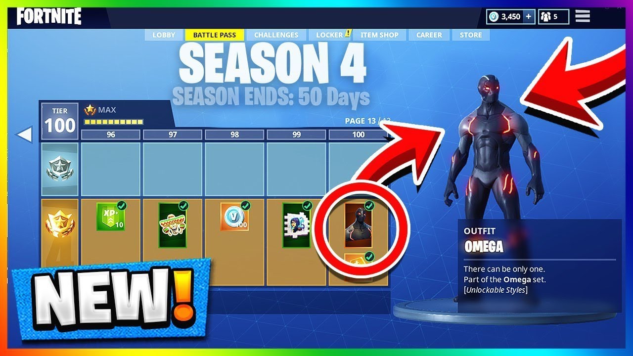 Season 4 Battle Pass Tier 100 Unlocked All Fortnite Skins Update Youtube