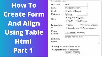 How To Create Form And Align Using Table Html Part 1