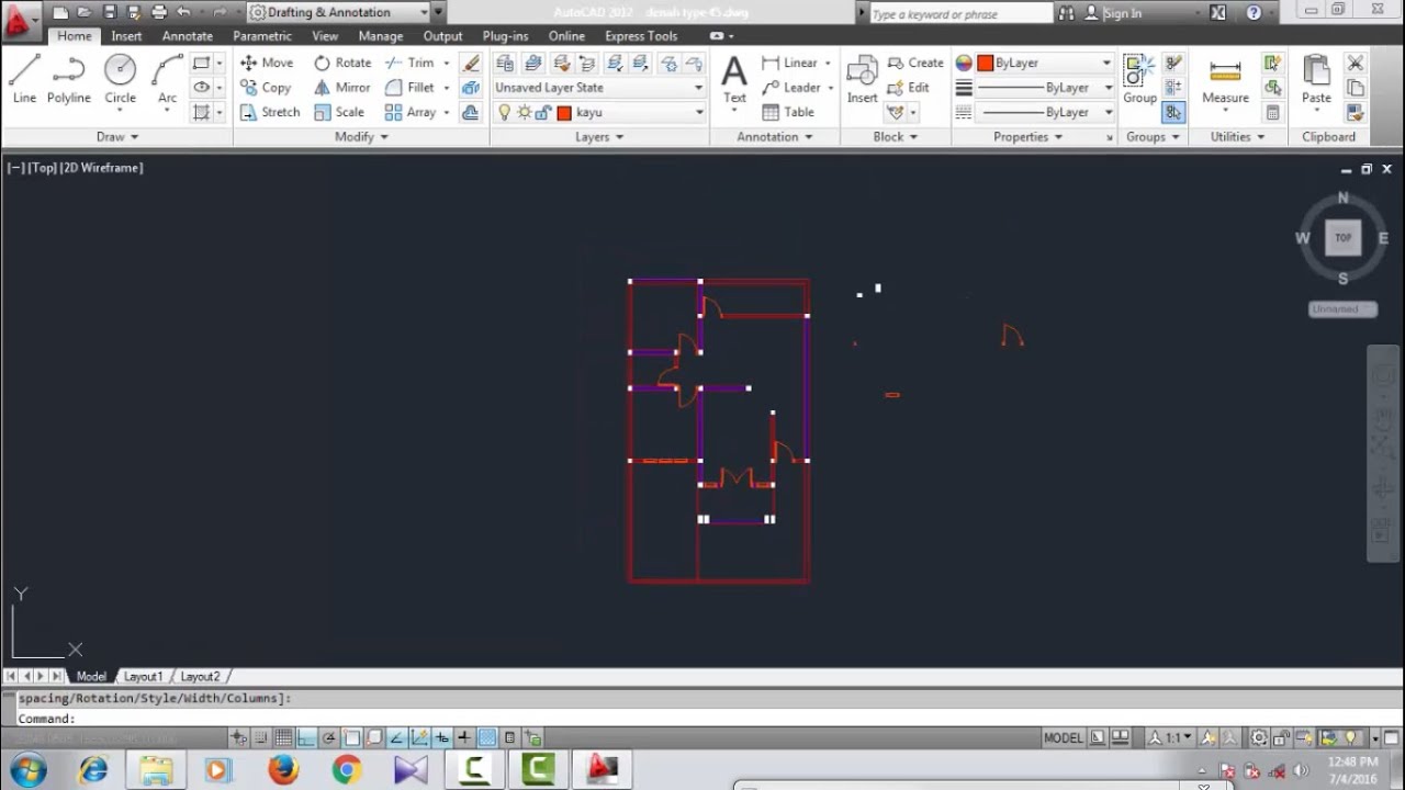 Tutorial Autocad Membuat Denah Rumah Youtube Gambar Outocad