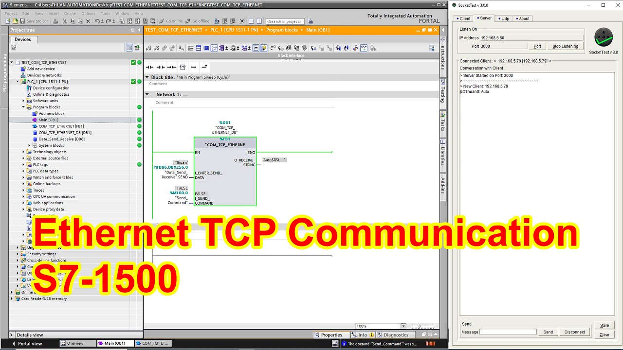 Ethernet TCP Communication between S7-1500 PLC and SocketTest - Truyền ...