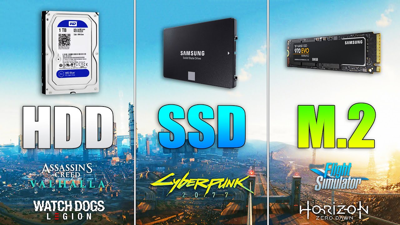 jeg fandt det kuffert Bungalow M.2 NVME vs SSD SATA vs HDD - Loading Times in Games 2021 - YouTube