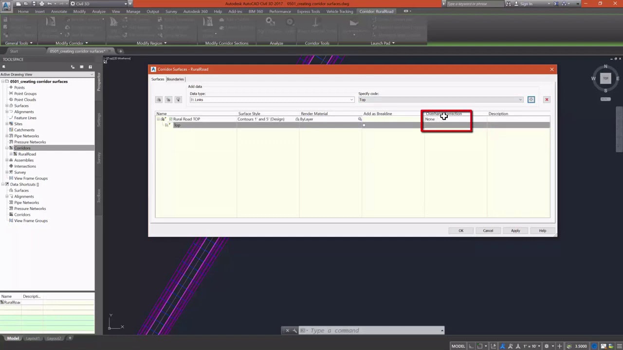 Autocad Civil 3D: Lesson 3.7: Create a corridor surface - YouTube