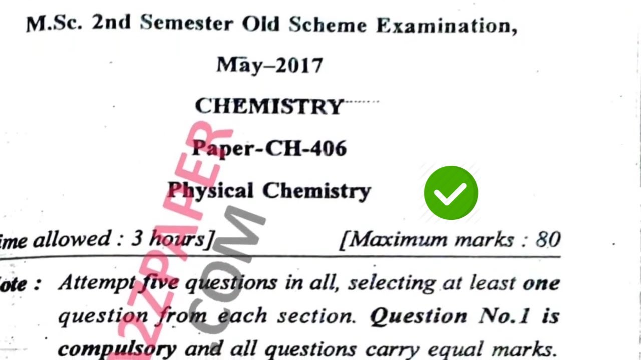 Mdu MSc 2nd Sem Physical Chemistry Question Paper 2017 - YouTube