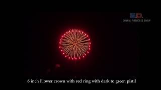 DS06015-6''display shell from Guandu Fireworks Corolla with red ring with dark to green pistil