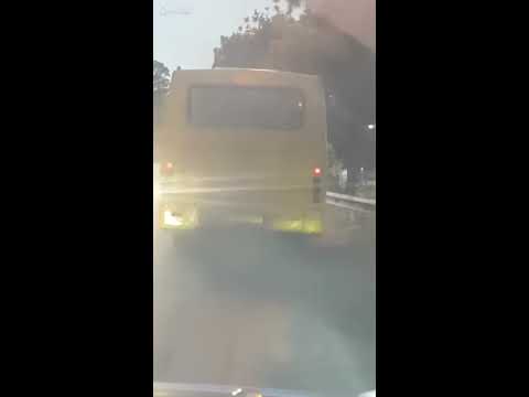 Georgian public transport bus with catastrophic black smoke / ყვითელი ავტობუსი საშინელი შავი ბოოლით