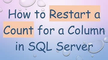 How to Restart a Count for a Column in SQL Server