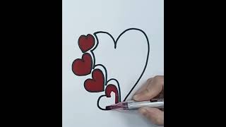 رسم سهل|خطوات بسيطة لرسم قلوب حب ملونة سهلة جدا