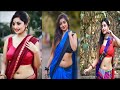 Nila  red color chiffon saree  with makeover  fashion ullas  fashion vlog