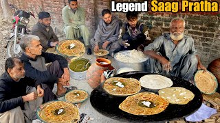 Legendary Pakistan Street Food!Lahore's Most Famous Desi Nashta Makhan Saag Pratha Street Food pk