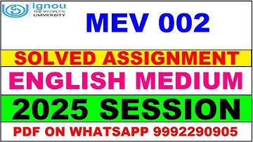 MEV 002 solved assignment 2025 in English || MEV 002 solved assignment 2025 || ignou MEV002 2025
