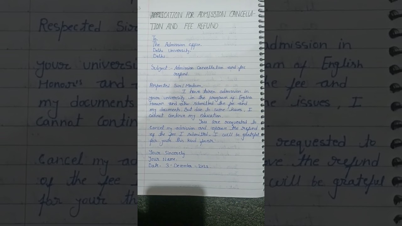 Application for fee Refund and admission cancellation |school,college and university