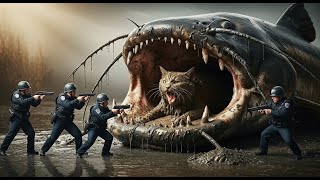 Heroic Rescue Team vs Giant Catfish! Woman and Her Cat Saved from Muddy Disaster 🐱🐟💪