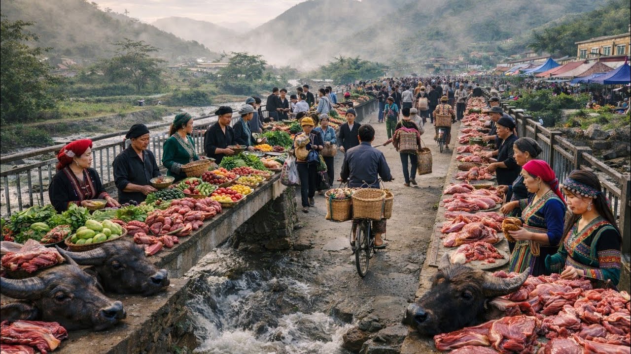 Explore the hop thanh Laocai market.