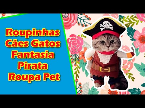 ROUPINHAS CÃES GATOS CACHORRO FANTASIA PIRATA ROUPA PET