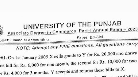 Adc Part 1 Financial Accounting past paper 2023|b.com Part 1 Financial Accounting|Punjab University
