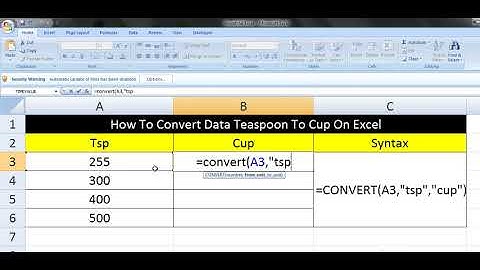 How To Convert Data Teaspoon To Cup On Excel
