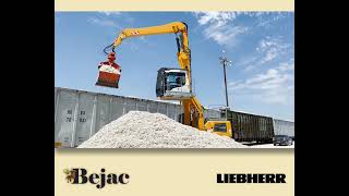 Liebherr LH30 material handler with grapple unloading rail cars