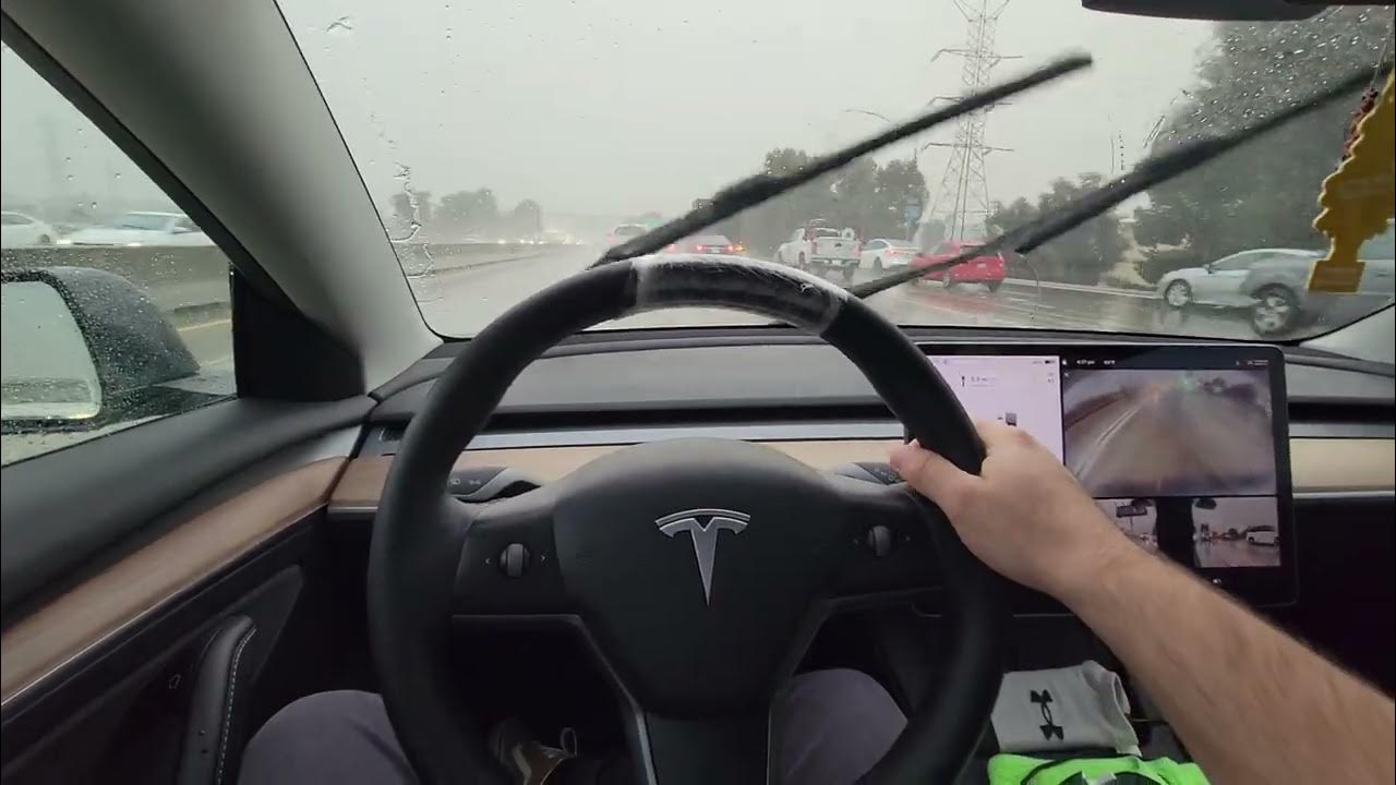 Can you AutoPilot your uber tesla rental in the rain YouTube