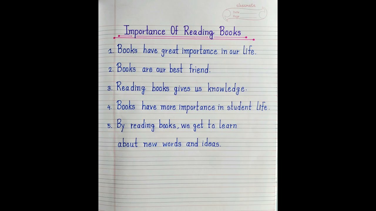 5 Lines Essay On Importance Of Reading Books In English